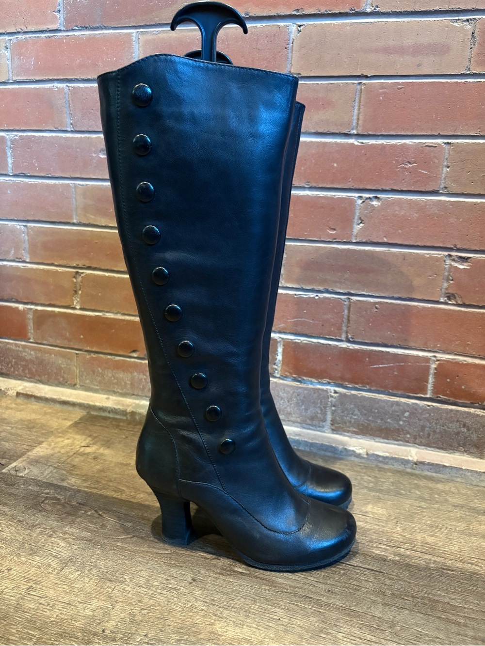 Miz Mooz Krista Black Leather Knee-High Boots size 38.5